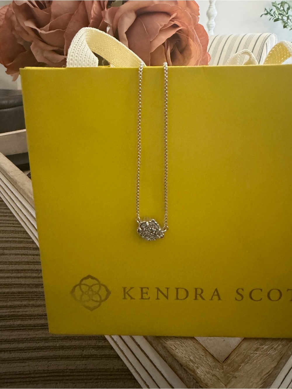 Kendra Scott Silver Druzy Pendant Necklace